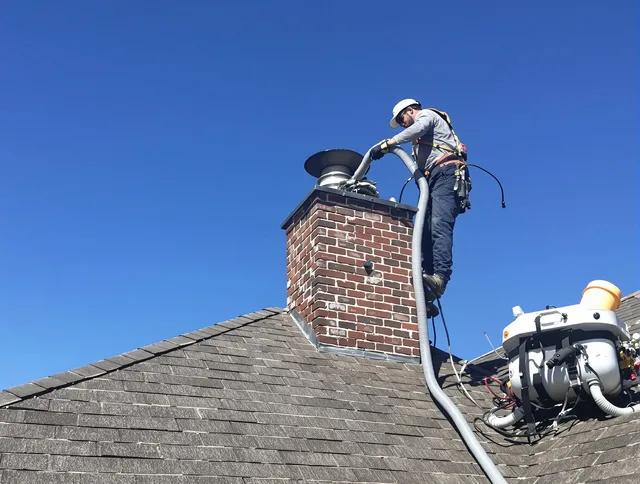 Dedicated Pooler Chimney Sweep team member cleaning a chimney in Pooler, GA