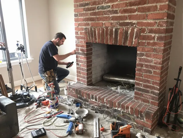 Pooler Chimney Sweep specialist finalizing chimney liner service in Pooler, GA