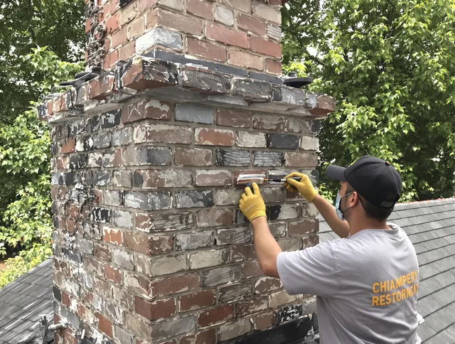 In-progress chimney restoration by Pooler Chimney Sweep in Pooler, GA