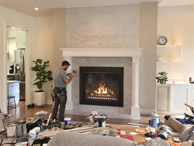 Newly installed fireplace by Pooler Chimney Sweep in Pooler, GA